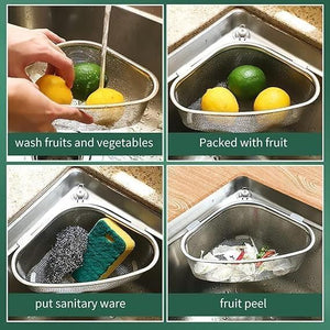 Stainless Steel Kitchen Sink Drain Basket Triangle Shape