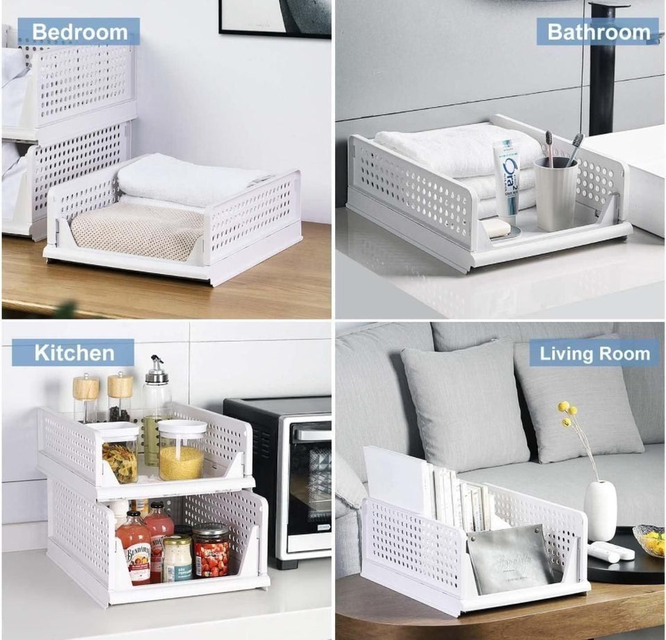 Multipurpose Foldable Stackable Wardrobe Clothes Organizer (3 Pack)