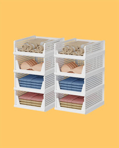 Multipurpose Foldable Stackable Wardrobe Clothes Organizer (3 Pack)