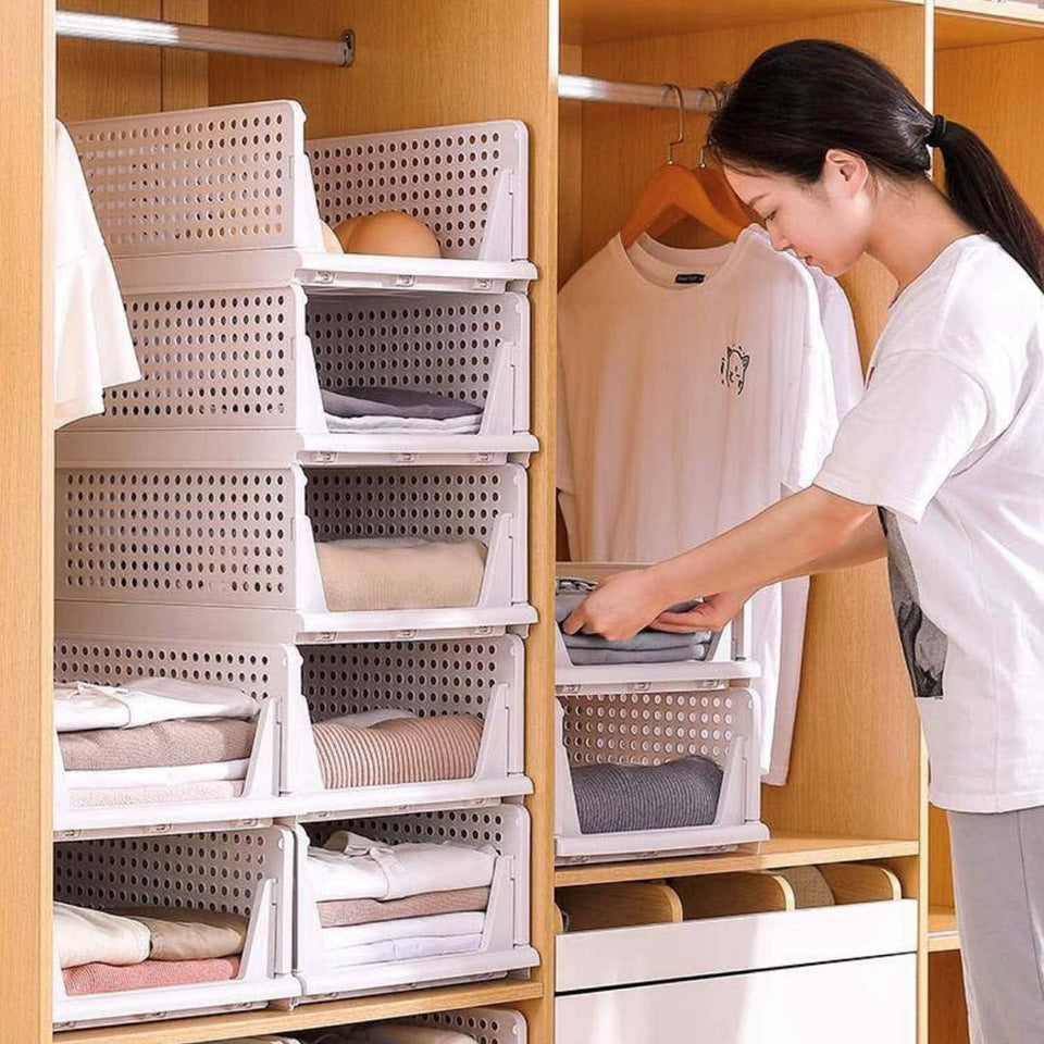 Multipurpose Foldable Stackable Wardrobe Clothes Organizer (3 Pack)