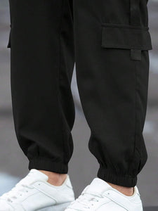 Men's Solid Cargo Pant Black