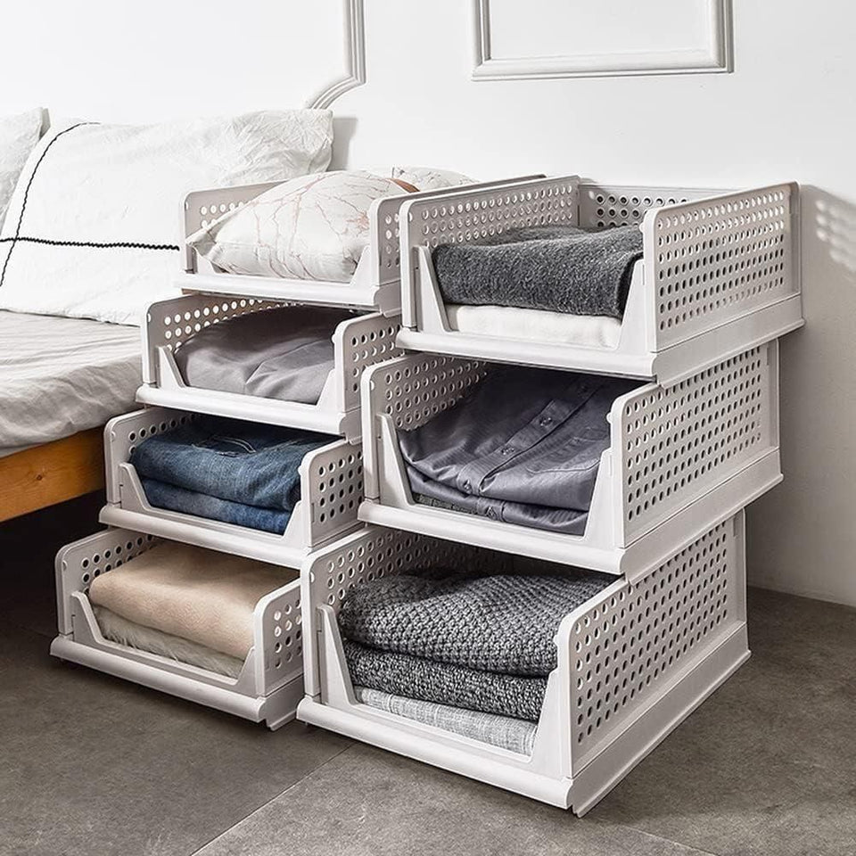 Multipurpose Foldable Stackable Wardrobe Clothes Organizer (3 Pack)