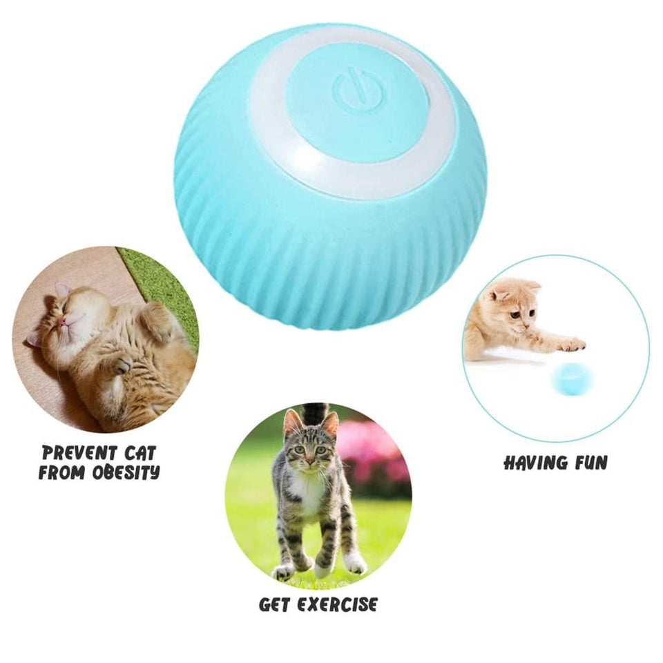 Rechargeable Rotating Cat Toy Ball with LED
