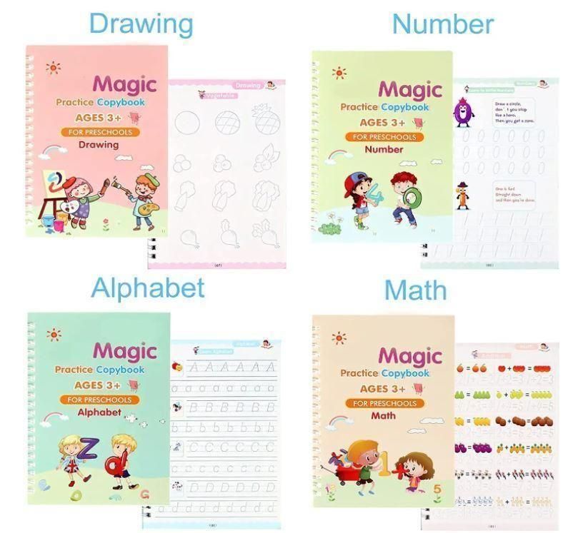 Magic Book (2 Set - 8 Book + 20 Refill+2 Pen+2 Grip)