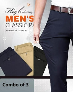 High Elasticity Men's Classic Pants (3 Pack)