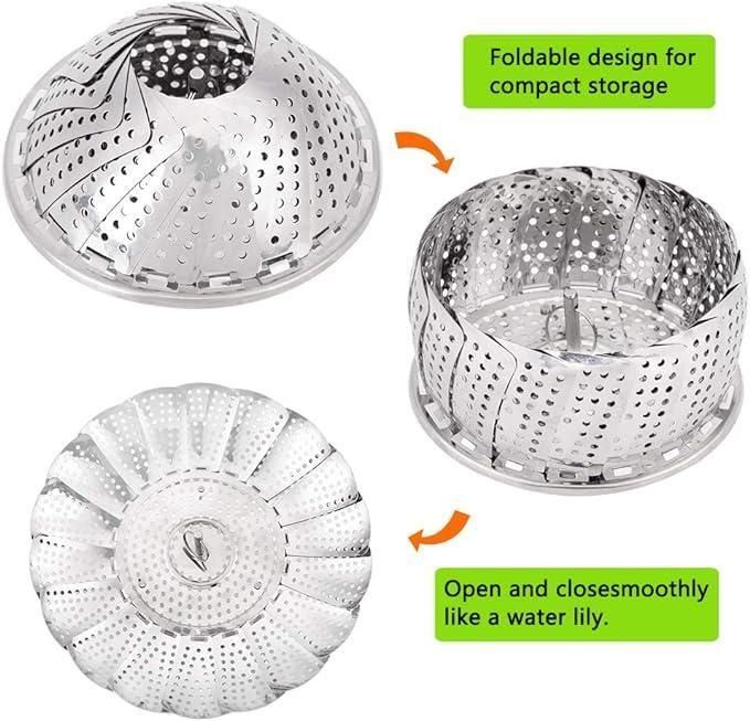 Stainless Steel Steamer basket for Veggie with Safety Tool