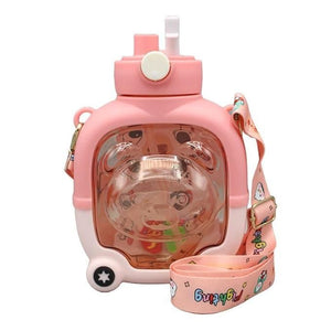 Kids Cute Sipper Water Bottle (Straw & Strap)