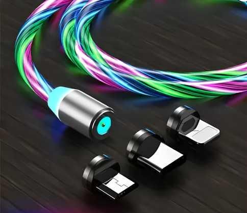 Fast 3 in 1 Multiple Pin LED Light Magnetic Phone Charger (Assorted color)