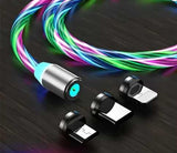 Fast 3 in 1 Multiple Pin LED Light Magnetic Phone Charger (Assorted color)