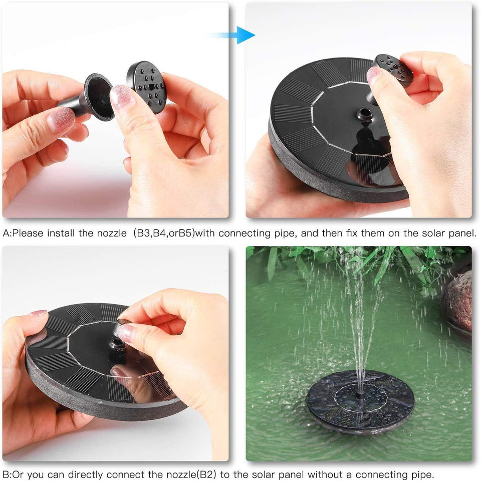Solar Power Floating Water Pump (7V 1.4W Black)