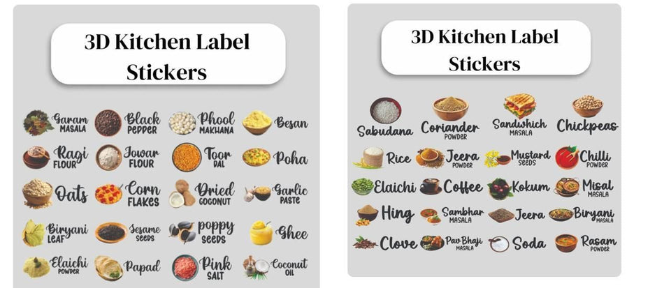 Waterproof Kitchen Spice Jar Label Stickers ( 60 Stickers)